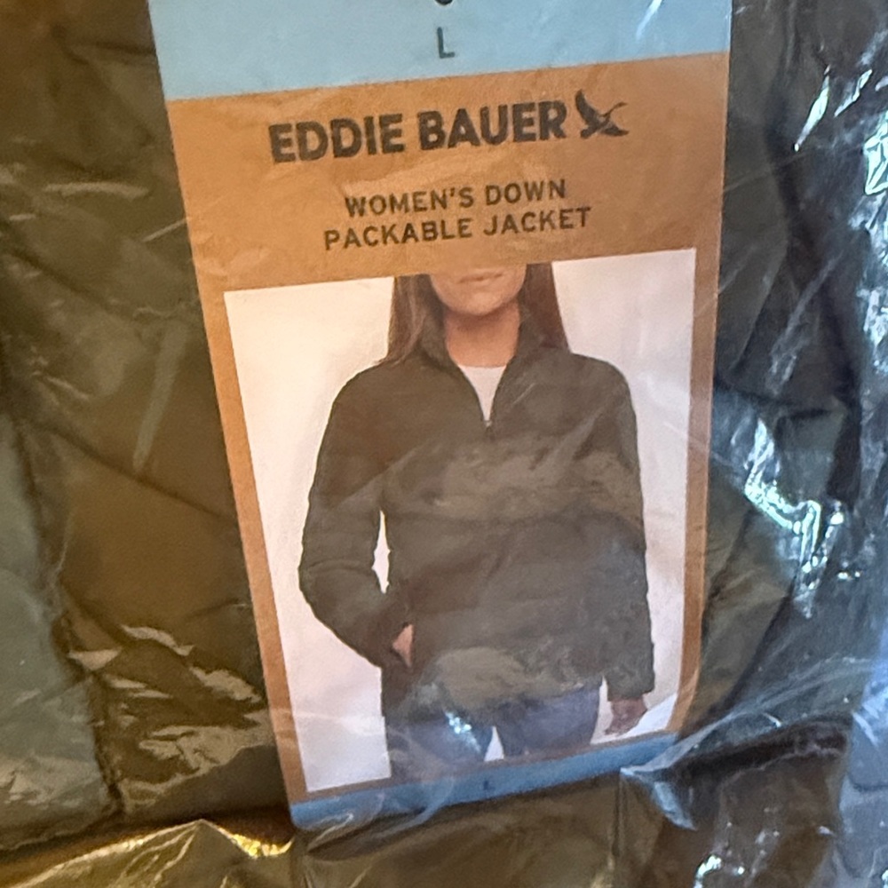 Eddie Bauer Olive Green Women's Down Packable Jacket